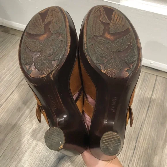 Born Leather Mules Clogs Heels with Buckle Leather Brown 8 - Picture 8 of 10